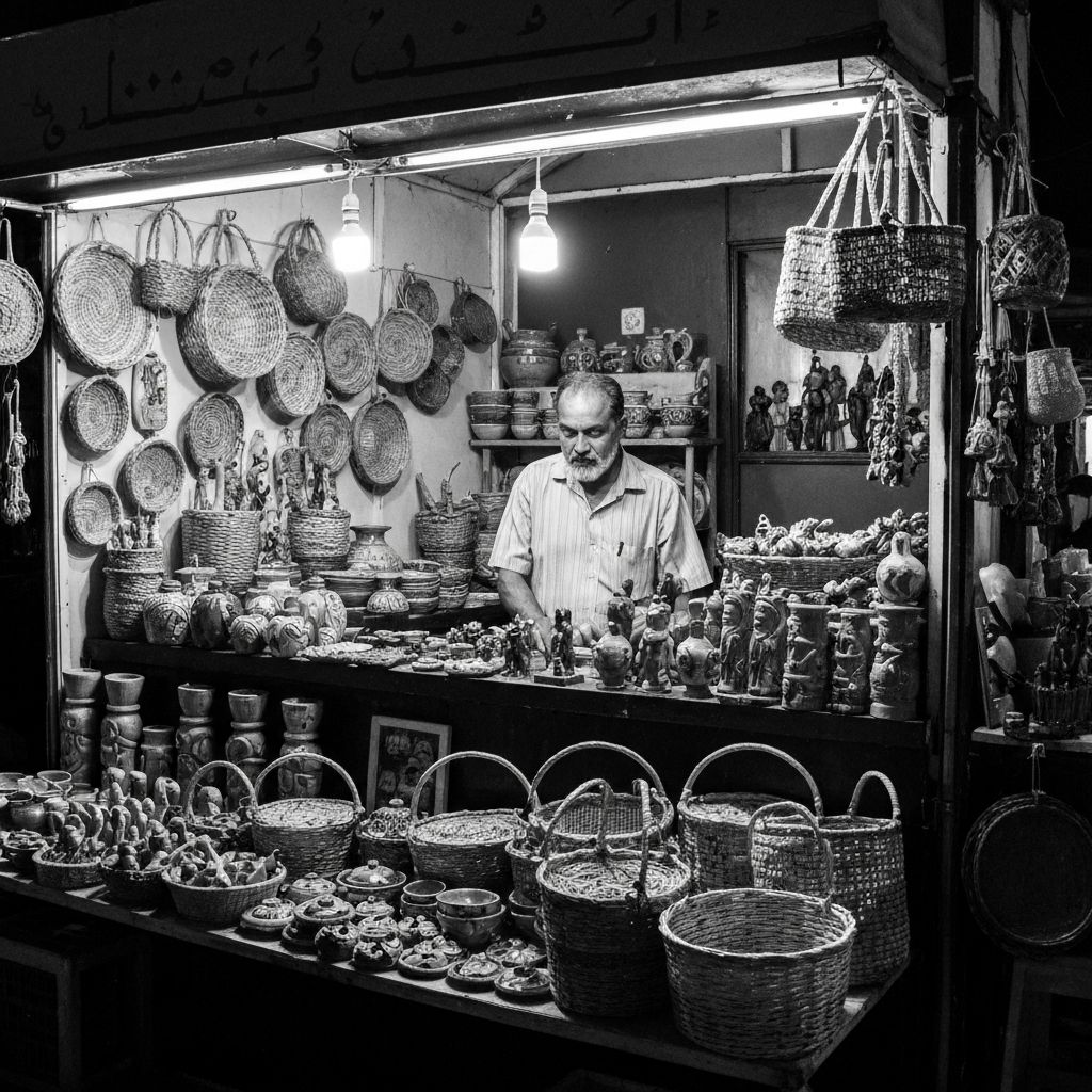 Vendor booth with handmade crafts